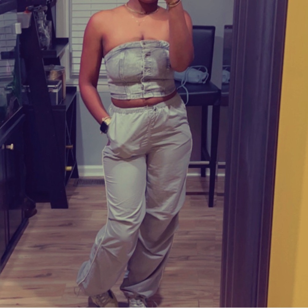 H&M Light Gray Denim Top